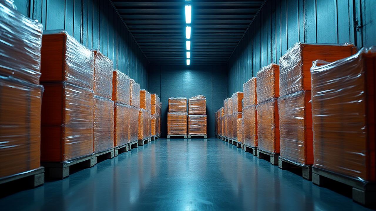Organized freight pallets inside a modern trailer